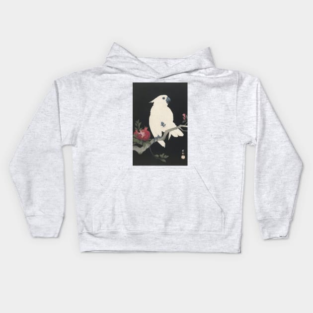 Cockatoo on Pomegranate by Koson Ohara Kids Hoodie by topower